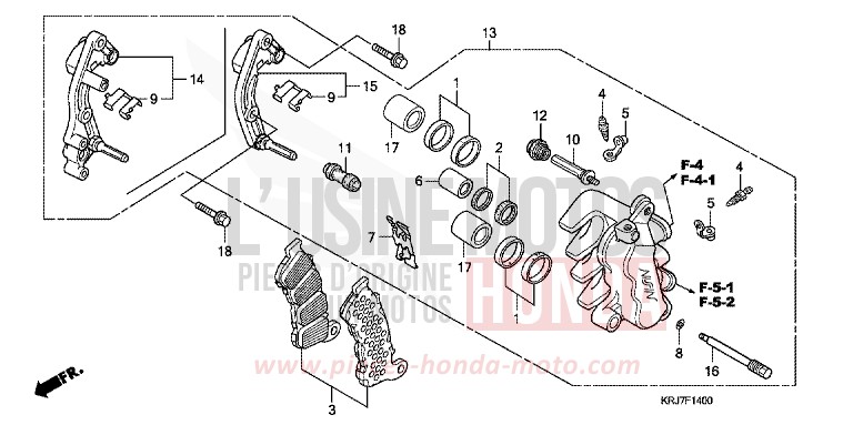 ETRIER DE FREIN AVANT von S-wing ABS QUASAR SILVER METALLIC (NHA48) von 2011